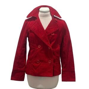 Gorgeous GAP Vintage Y2K Red Corduroy Jacket Pea Coat Double Breasted XSMALL